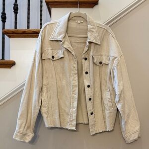La Miel Cream Corduroy Jacket with Raw Hem